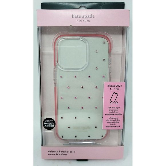 kate spade Other - Kate Spade Defensive Hardshell Case for iPhone 13 Pro - Pin Dot Ombre Pink/Clear